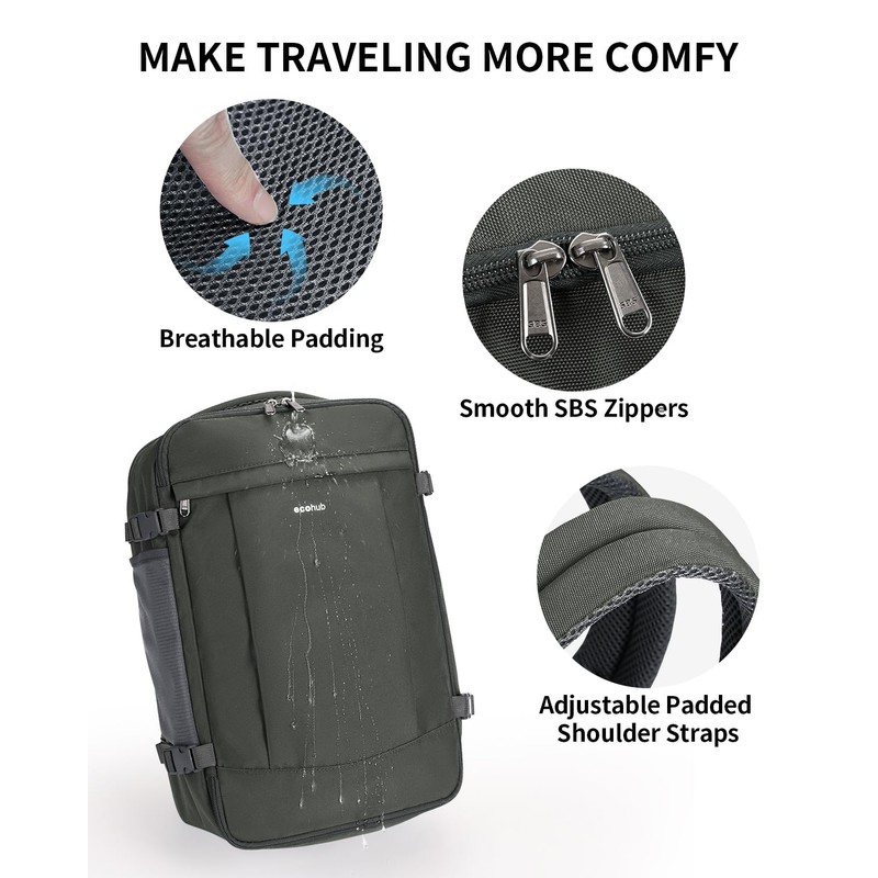 ECOHUB Travel Backpack 18x14x8 Spirit Airlines Personal Item Bag Carry