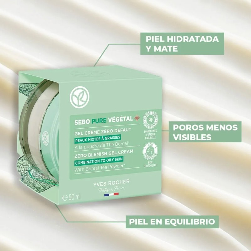 Yves Rocher Crema Facial Matificante Sebo Pure Végétal 50ml