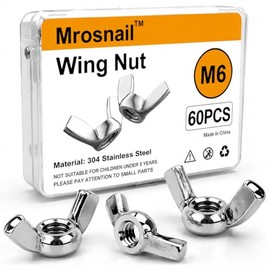 Juego de 60 tuercas de mariposa M6, tuercas de mariposa de acero inoxidable para un cierre seguro de torsión a mano, construcción duradera