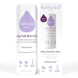 Kokoso Baby Soft Balm Stick, Unfragranced, Great for Dry Hands, Sore Lips and Chapped Cheeks, Protects Dribbly Chins and Soothes Dribble Rash, 100% Natural & Organic Ingredients, 13g