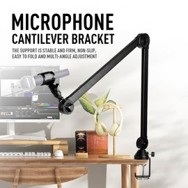 ZRAMO Heavy Duty Adjustable Suspension Boom Scissor Microphone Stand for Blue Yeti, Snowball AT2020USB+ 2035, ATR2500-USB, ATR2100-USB Shure SM7B MV7 Fifine K669B AM8 etc (Large)