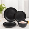 LIYH 48pcs Black Wheat Straw Dinnerware, Plates and Bowls Set,