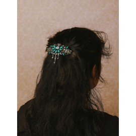 MINACHI Bohemian Retro Style Turquoise Tassel Flower Hair Clip, Half-tied Headdress, Hair Accessories for Women