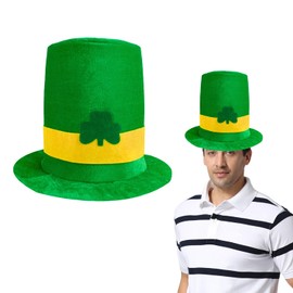 HIXNUG St Patrick's Day Green Hat Shamrock Decorations Lucky Top Hat Irish Leprechaun Fancy Dress Supplies for Men Women Party Parade