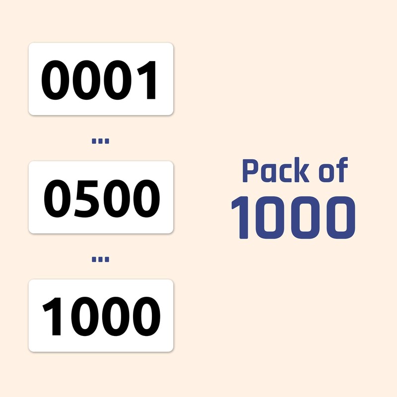 1-1000 Numbers Stickers Loose Tombola 40 x 20 mm