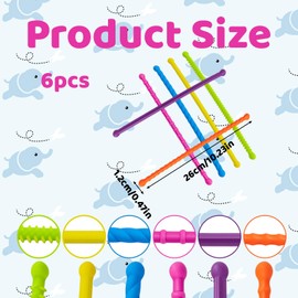 6 Pack Sensory Toys for Autism, Fidget Toys for Kids and Adults 25cm x 1.2cm, Twist and Fold Travel Toys for Toddlers on Plane, Quiet Stress Relief Toys for Special Needs