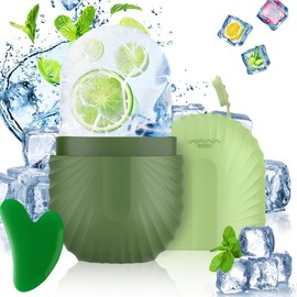 Rodillo de Hielo para la Cara,Molde de Hielo para Cara de Silicona Reutilizable,Rodillo Facial Hielo para Belleza y Cuidado de Facial,Herramientasde Cuidado para Masaje Facial para Belleza Facial(Verde)