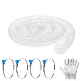 2 1/2" x 10' PVC Dust Collection Hose, Puncture-Resistant, Heavy-Duty Flexible Clear Fume Hose with Carbon Steel Wire Coil for Dust Collection Systems, Woodworking, Workshops