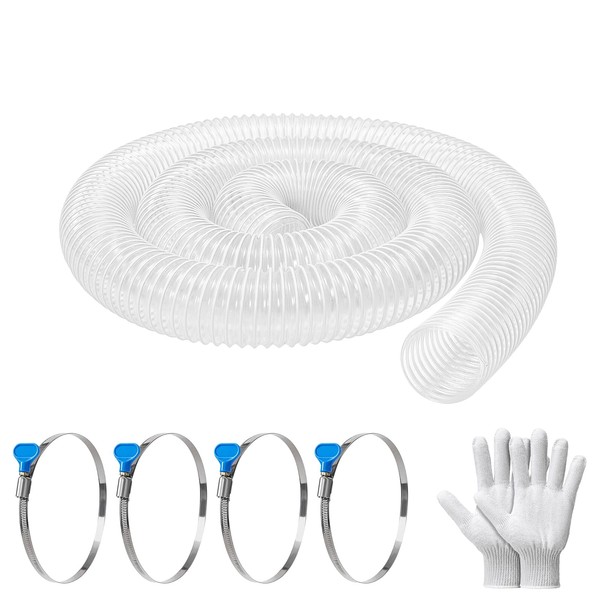 2 1/2" x 10' PVC Dust Collection Hose, Puncture-Resistant, Heavy-Duty