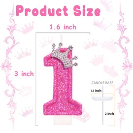 ElekFX ElekFX Birthday Candle for Cake, Crown Rose Number Cake Candles, 2.76 inch Number Happy Birthday Candle, Cake Topper Decoration for Birthday Party (Number 1)