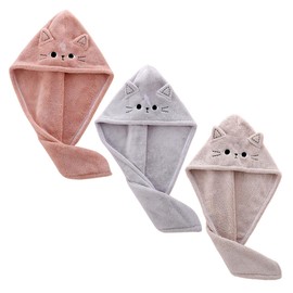 SAFIGLE Hair Bonnet for Women Absorbent Hair Drying Cap Adorable Cat Design Salon Towels for Care