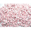 500pcs Heart Beads Round Flat White & Red 7mm Craft