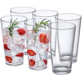 Amazing Abby - Serenity - 30-Ounce Plastic Tumblers (Set of 6), Plastic Drinking Glasses, All-Clear Reusable Plastic Cups, Stackable, BPA-Free, Shatter-Proof, Dishwasher-Safe
