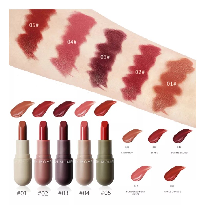 Nuoyatiyu 5pcs Labial En Barra Mate Alta Pigmentación Y Duración