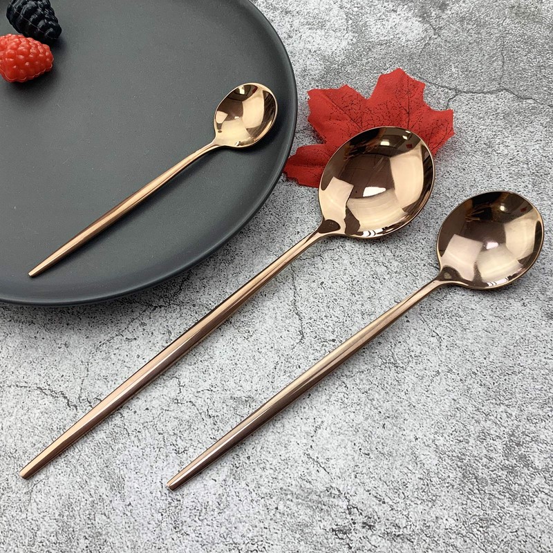 JASHII Silverware Set, Mirror Polished Copper Flatware Cutlery Set Service