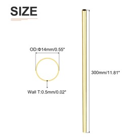 DTGN 14mmx0.5mmx300mm(ADxWand TxL) Messing Rohr - 1Pack - Gut für Maschinen Ausrüstung Selbstbau Dekorative Rahmen - Runde Metall Schläuche