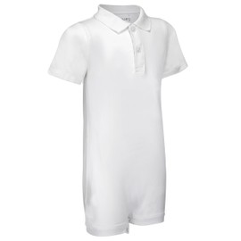 Kaycey Polo Shirt Popper Vest Bodysuit with Crotch Snap Closure, Adaptive Clothing for Kids with Special Needs, Soft Cotton, White, 3-4 Years