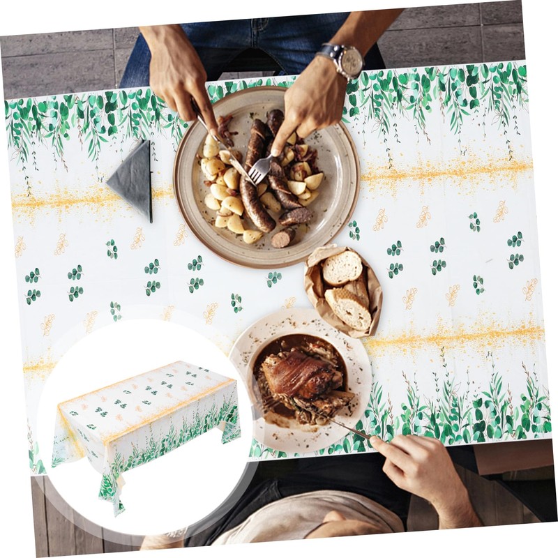 Totority Eucalyptus Leaf Tablecloth Rectangle Jungle Theme Decorations for Birthday