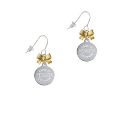 Delight Jewelry Stainless Steel Disc Class of 2023 Goldtone Bow French Earrings