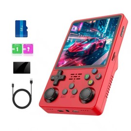 Ugtenversi R36plus Handheld Video Game Console,Portable Retro Gaming Console 4.0" IPS Screen, ArkOS System ,15000+ Games,26+ Emulator,for Travel and Commut （Red