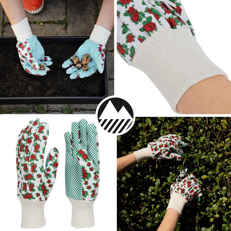 Lakeland Active Ellonby Cotton Gardening Drill Gloves - English Rose