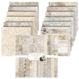 Scrapbook Paper Vintage Scrapbook Craft Paper with Floral Pattern, 24 Sheets Double-Sided Scrapbooking Paper Motif Paper, Spring Decorative Paper Decoupage Paper (White, 30.5 x 30.5 cm / 12 x 12