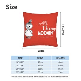 HTSW Cushion Cover 45x45cm Set of 2 Moomin Little My Simple Zabuton Cover Comfortable Sofa Back Pillow Case Car Chair Body Pillow Cover Interior Decoration