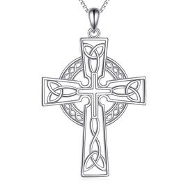 LWQQWL Celtic Cross Necklace Sterling Silver Cross Pendant Celtic Jewelry Gifts for Women Men