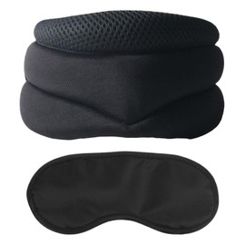 wimony Neck Support for Snoring,Adjustable Neck Brace for Sleeping,Soft and Breathable,Correct Cervical Vertebra,Prevent Snoring,Assist Sleep (with Eye Mask Black)