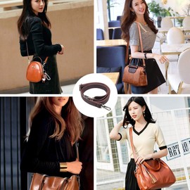 Leather Shoulder Strap BOMKEE 61 Inch Universal Replacement Adjustable with Metal Swivel Hooks for Shoulder Crossbody Bag Briefcase Messenger Bag Wallet Purse Shoulder Bag Handbag Straps (Brown)
