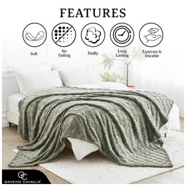 GC GAVENO CAVAILIA Throw Blankets - Fluffy Fleece Blankets For Bed, Couch, Sofa, Settee - Comfortable Thermal, Warm, Cosy Blankets & Throws - Stylish Jacquard Throw (130X180 cm) - Charcoal