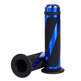 LERTREE 7/8" Aluminum Rubber Gel Hand Grips for Motorcycle Sports Bikes Handlebar (Blue)