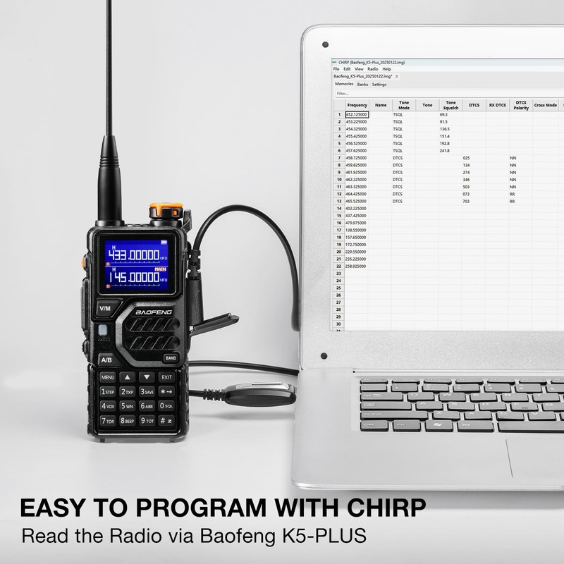 BAOFENG K5PLUS Tri-Band Ham Radio Long Range, UHF VHF 1.25M