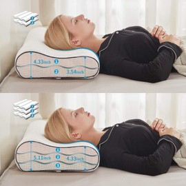 Bettermade Memory Foam Pillow for Back, Stomach, Side Sleepers, Adjustable Neck Support Contour Pillow