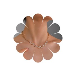 Xduargs Boho Pearl Choker Necklace Gold Pearl Beads Necklace Vintage Pearl Cluster Necklace Adjustable Collar Bib Chain Necklace Jewelry for Women