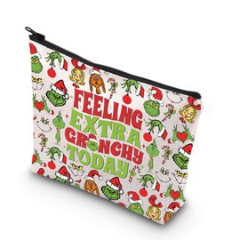 JNIAP Green Monster Makeup Bag Feeling Extra Grinchy Today Gifts Grinchmas Gifts Green Monster Zipper Bag, Feeling Extra mb, Fit