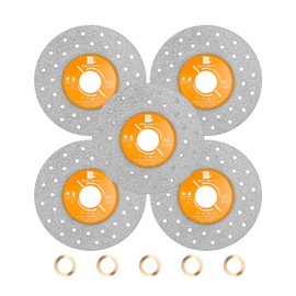 BRSCHNITT Rock Slab Grinding Disc - 4.5 inch Glass Cutter Disc (5pcs), Granite Cutting Disc, Diamond Grinder Wheel for Rock Slab, Stone, Tile, Marble, Granite, Glass Diamond Cutting Discs