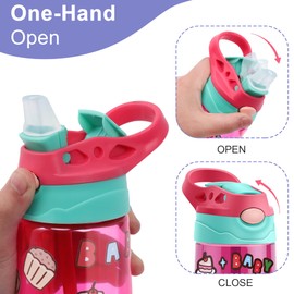 SUPPRUI Kids Water Bottle with Straw for School Leak Proof 480ML Toddler Water Bottles BPA-Free for Boys & Girls(Purple)