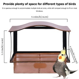 LEKEFETO 1 x Window Feeder for Birds, Metal Window Bird Feeder House with 2 Suction Cups, Large Bird Feeder for Wild Birds (24 x 14 x 10.9 cm)