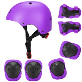 Kids 7 in 1 Helmet and Pads Set Adjustable Kids Knee Pads Elbow Pads Wrist Guards for Scooter Skateboard Roller Skating Cycle
