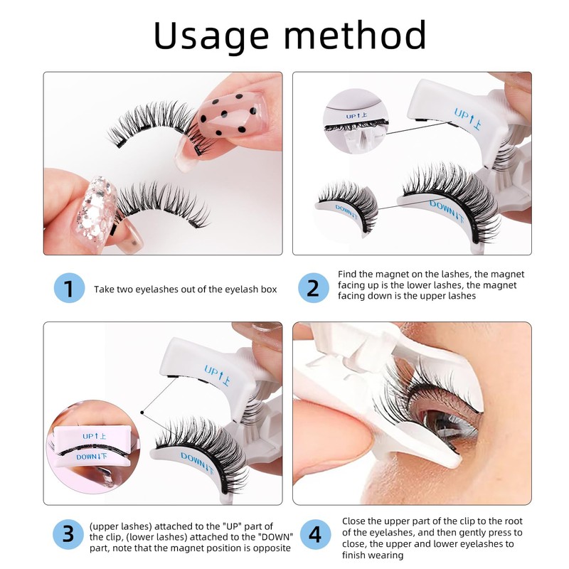 1 Pair Magnetic-Eyelashes Natural Look without Glue Needed Reusable Eye