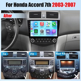 4G+64G Car Stereo for Honda Accord 7th 2003-2007 with Wireless Carplay Android Auto, 10.1" Touchscreen Android 14 Double Din Car Radio Head Unit w/GPS Navi Bluetooth WiFi FM Mirror Link Backup Camera