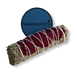 NESSASTORES - Blue Sage + Red Rose Petals Smudge Incense 4" Bundle #JC-188 (68 pcs)