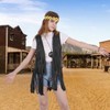 PARTTELY Women Fringe Vest 70s Hippie Costume Faux Suede Rivets