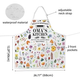 JTOUK Oma’ Kitchen Apron Best Oma Ever Gift Oma Birthday Gift Oma Cooking Gift for Grandma Oma (Oma’s Apron EU)