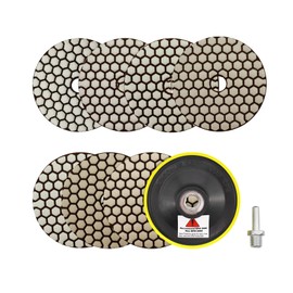 Dry Diamond Polishing Pad 100 mm 7 Pieces Grit 50/100/200/400/800/1500/3000 Polishing Discs with M14 Support Plate + Adapter for Granite Marble Artificial Stone Quartz for Angle Grinder SANLEETEK