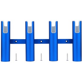 Marinebaby Fishing Rod Holder (Holds 4 Rods) Aluminum, 4 Link Tube Aluminum 4 Rod Rack, Suit Boats & Yacht （Blue）