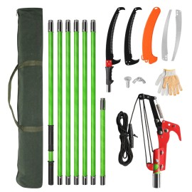 24ft Lightweight Manual Pole Saw Set Long Handle Pruner with Sharp Steel Blade for Tree Trimming Scissors Padefault: default title