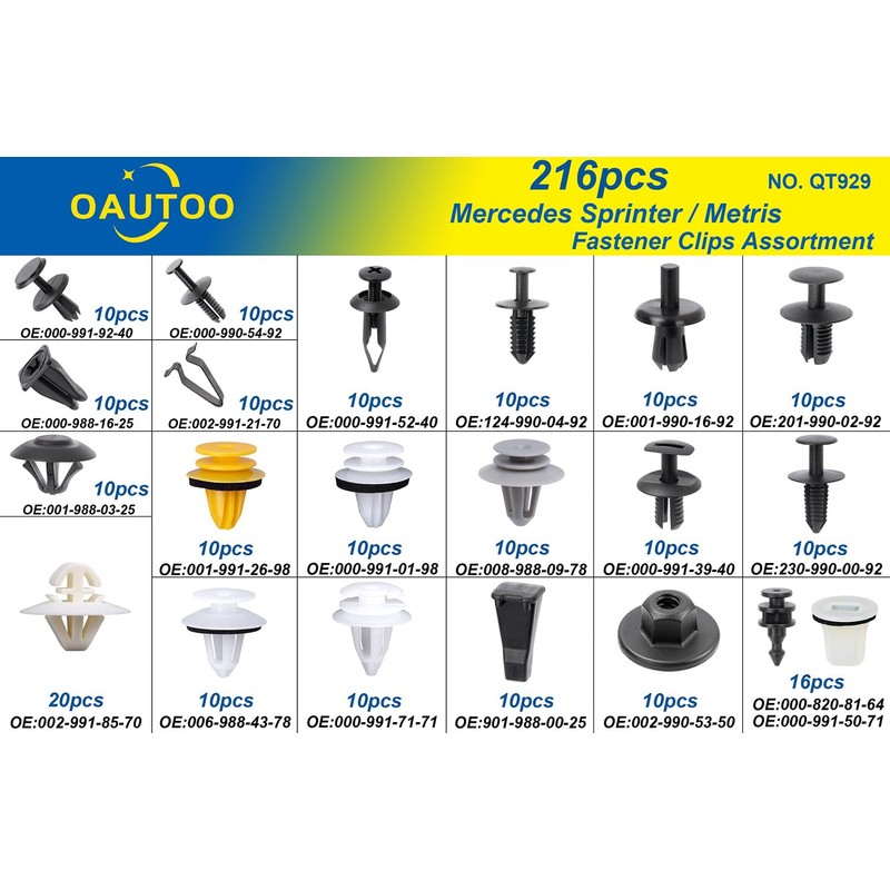 OAUTOO 216pcs for Mercedes Sprinter & Metris Bumper Fender Grille