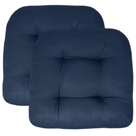 Casual U-Shaped Reversible Seat Pads Patio Chair Cushions Set of 2 | 19.0 in. L X 19.0 in. W X 5.0 in. H Size | Weatherproof Tufted with Soft & Plush Filling | Pretty Navy Blue Color in Solid Pattern